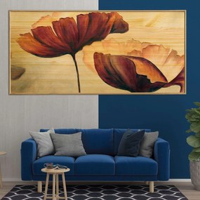 Πίνακας σε Ξύλο με Θέμα &#8220;Flowers&#8221; σε ξύλινη Κορνίζα - 80cmx50cm
