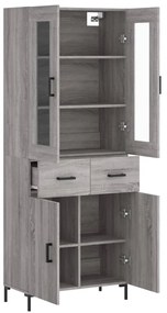 vidaXL Ντουλάπι Γκρι Sonoma 69,5 x 34 x 180 εκ. Επεξεργασμένο Ξύλο