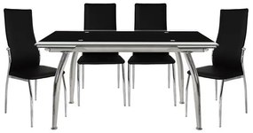 Σετ τραπεζαρίας C10012.02 5τμχ με Τραπέζι LOCA 120x80x75εκ. &amp; Καρέκλες KIM Μαύρες