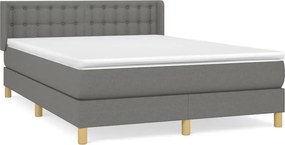 vidaXL Κρεβάτι Boxspring με Στρώμα Σκούρο Γκρι 140x200 εκ Υφασμάτινο