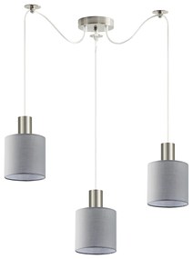 Φωτιστικό Οροφής SE21-NM-4-NM3-SH2 ADEPT TUBE Nickel Matt Pendant Grey Fabric Shade+ - 51W - 100W - 77-8423