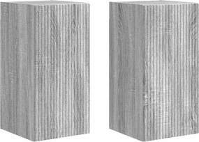 vidaXL Ντουλάπι Τηλεόρασης Τοίχου 2 pcs Γκρίζο Σονομα