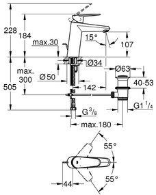 Μπαταρία νιπτήρος  Grohe Eurodisc Cosmopolitan Medium