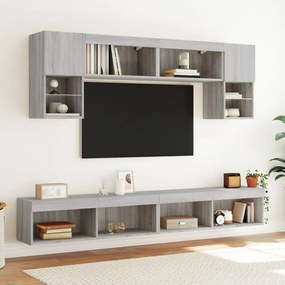 vidaXL Έπιπλα Τηλεόρασης με LED 2 τεμ. Γκρι Sonoma 100 x 30 x 30 εκ.