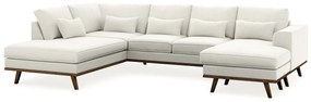 Γωνιακός Καναπές Seattle K126, Beige, Καφέ, 290x202x85cm, Πόδια: Ξύλο | Epipla1.gr