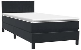 vidaXL Κρεβάτι Boxspring με Στρώμα &amp; LED Μαύρο 90x210 εκ. Βελούδινο