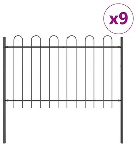 vidaXL Φράκτης Κήπου με Θόλο, Γκρι, 15.3x0.8 μ, Χάλυβας