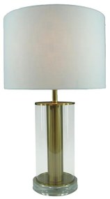 Table lamp Lampren Inart E27 gold metal-white fabric lampshade D28x51cm 28x28x51 εκ.