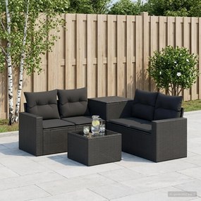 VidaXL Σετ Καναπέ 6 τμχ. Μαύρο 55 x 55 x 37 εκ Πολυ-ρακί και Χάλυβας