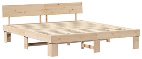 vidaXL Σκελετός Κρεβατιού Καφέ 180 x 200 cm Συμπαγές ξύλο πεύκου