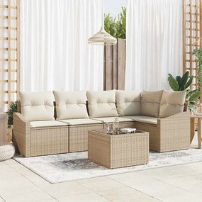 vidaXL Σετ Καναπέ Κήπου 6 pcs Μπεζ Πολυ ράταν