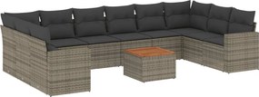 vidaXL Patio Sofa Set 10-θέσια Grey and Dark Grey