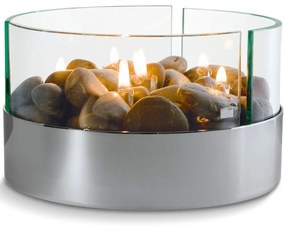 Διακοσμητικό Επιτραπέζιο Τζάκι Burn 123072 Φ20x13cm Silver-Clear Philippi Ατσάλι,Γυαλί