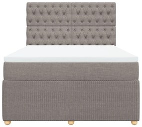 Κρεβάτι Boxspring με Στρώμα Taupe 140x200 εκ. Υφασμάτινο - Μπεζ-Γκρι