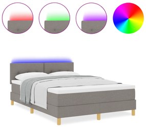 vidaXL Box Spring Κρεβάτι με Στρώμα & LED Ταμπά 140x190 εκ Ύφασμα