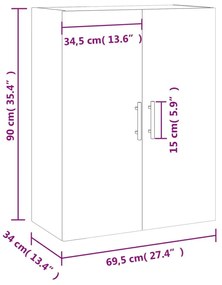 Ντουλάπι Επιτοίχιο Sonoma Δρυς 69,5 x 34 x 90 εκ. - Καφέ