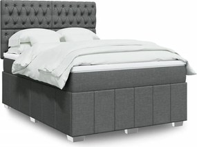 vidaXL Κρεβάτι Boxspring με Στρώμα Σκούρο Γκρι 140x200 εκ Υφασμάτινο