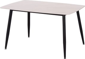 Τραπέζι Rav λευκό μαρμάρου sintered stone-μαύρο μέταλλο 120x70x75