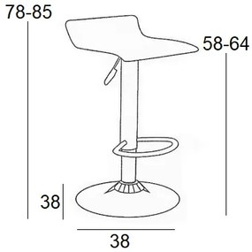 ΣΚΑΜΠΟ ΜΠΑΡ 2ΤΜΧ BAR3 ΜΑΥΡΟ PVC 38X38X85ΕΚ.