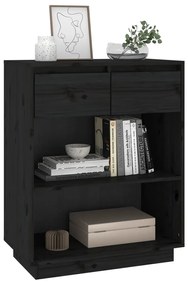 vidaXL Ντουλάπι Κονσόλα Μαύρο 60 x 34 x 75 εκ. από Μασίφ Ξύλο Πεύκου