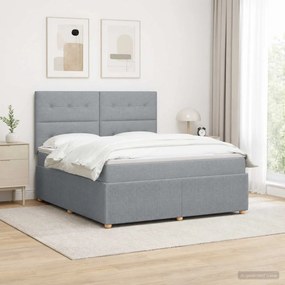 vidaXL Κρεβάτι box spring με στρώμα Ανοιχτό γκρι 180 x 200 cm Ύφασμα
