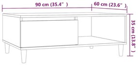 Τραπεζάκι Σαλονιού Γκρι 90 x 60 x 35 εκ. από Μοριοσανίδα - Γκρι