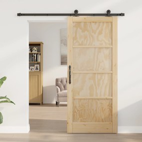 vidaXL Συρόμενη Πόρτα με Σετ Εξαρτημάτων 86x198.5 εκ. Μασίφ Ξύλο Πεύκου