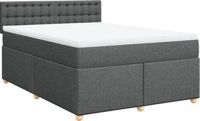 vidaXL Κρεβάτι Boxspring με Στρώμα Σκούρο Γκρι 140x200 εκ Υφασμάτινο