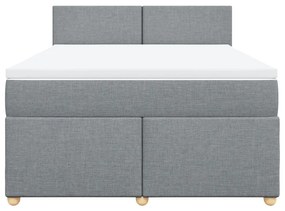 Κρεβάτι Boxspring με Στρώμα Ανοιχτό Γκρι 140x200 εκ. Υφασμάτινο - Γκρι