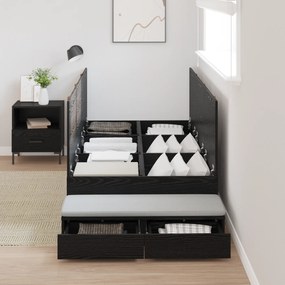vidaXL Κρεβάτι Αποθήκης Μαύρο Δρυς 75x190 cm