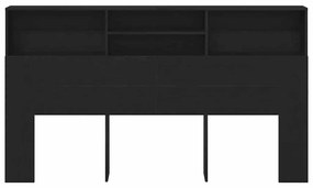 vidaXL Κρεβάτι με Κεφαλάρι με ράφι Μαύρη δρυς 180 x 19 x 103.5 cm