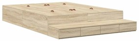 vidaXL Κρεβάτι με αποθηκευτικό χώρο Δρύς Sonoma 226.5 x 140 x 31.5 εκ.