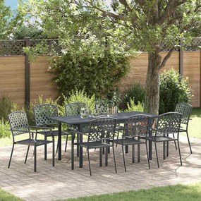 vidaXL Σετ τραπεζαρίας κήπου 9 pcs Γκρι Μεγάλο Μέταλλο