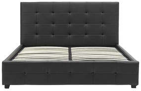Κρεβάτι Roi pakoworld 160x200 PU μαύρο ματ + αποθηκευτικό χώρο