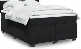 vidaXL Κρεβάτι Boxspring με Στρώμα Μαύρο 140x200 εκ. Βελούδινο