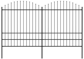 vidaXL Κάγκελα Περίφραξης με Λόγχες Μαύρα (1,75-2) x 3,4 μ. Ατσάλινα