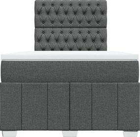 vidaXL Κρεβάτι Boxspring με Στρώμα Σκούρο Γκρι 120x190 εκ Υφασμάτινο