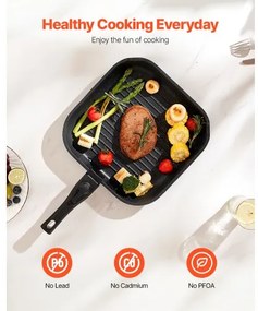 VEVOR 17 Piece Pots and Pans Set Granite Nonstick Kitchen Cookware Black