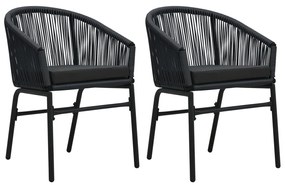 Καρέκλες Κήπου 2 τεμ. Μαύρες από Ρατάν Πολυαιθυλενίου - Μαύρο