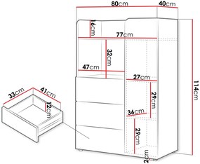 Συρταριέρα Yuki 1D 3S tall -Mpez