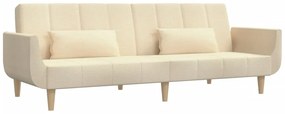 vidaXL Καναπές Κρεβάτι Διθέσιος Κρεμ Υφασμάτινος με Δύο Μαξιλάρια