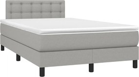 vidaXL Κρεβάτι Boxspring με Στρώμα Ανοιχτό Γκρι 120x190 εκ. Υφασμάτινο