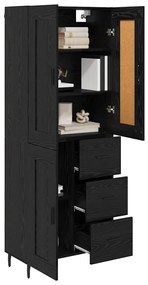 vidaXL Highboard με συρτάρι 2 pcs Μαύρη Οξυά Επεξεργασμένο ξύλο