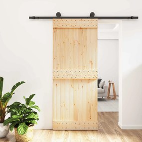 vidaXL Συρόμενη Πόρτα Φυσικό και Μαύρο 85 x 210 cm