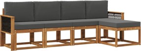 vidaXL Σειρά Καναπέ Εξωτερικού 5 pcs Φυσικό και Ανθρακί Πολυεστέρας