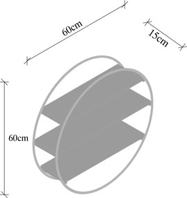 Ράφι Τοίχου Μαύρο / Καρυδιά TULIPA 60x15x60