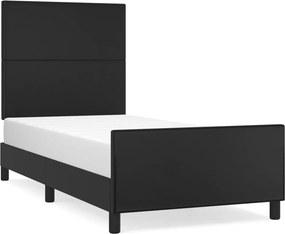 vidaXL Πλαίσιο Κρεβατιού με Κεφαλάρι Μαύρο90x200εκ. από ΣυνθετικόΔέρμα