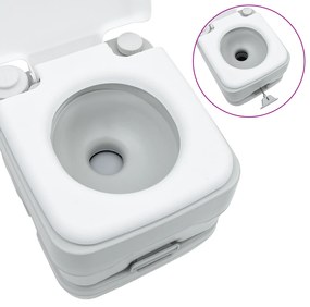 vidaXL Φορητή Τουαλέτα Γκρι & Λευκό Πλαστικό 10 L