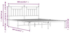 Πλαίσιο Κρεβατιού με Κεφαλάρι Μαύρο 160 x 200 εκ. Μεταλλικό - Μαύρο