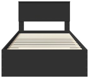 vidaXL Σκελετός Κρεβατιού με κεφαλάρι Μαύρο και Ασημί 100 x 200 cm